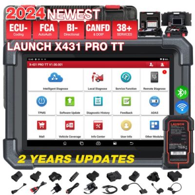 Original LAUNCH X431 PRO TT Full System Bidirectional Scan Tool with DBSCar VII Connector,37+ Reset for All Cars,ECU Online Coding,CANFD Key IMMO