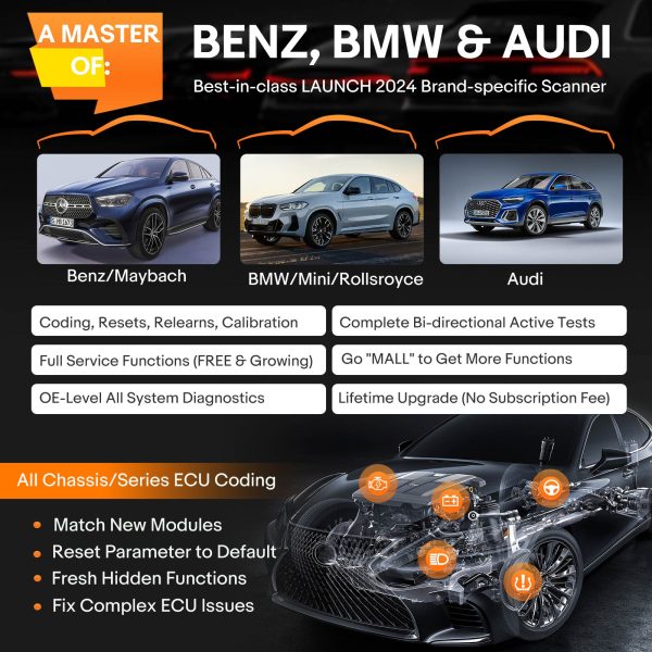 LAUNCH Creader Elite 2.0 BBA Bi-Directional OBD2 Scanner for BMW Mercedes-Benz Volkswagen VW Audi VAG Group, Full System with Full Functions - Image 7