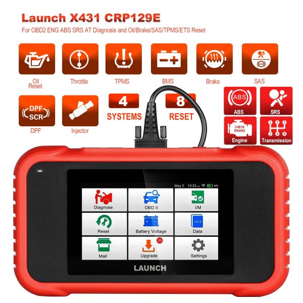 Launch X431 CRP129E for OBD2 ENG ABS SRS AT Diagnosis and Oil/Brake/SAS/TMPS/ETS Reset - Image 9