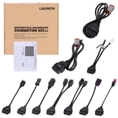 LAUNCH Motorcycle Diagnostic Connector Kit 2.0 for Ducati, Indian, Polaris, Victory, Harley, Honda,Yamaha, Kawasaki, Suzuki, BMW