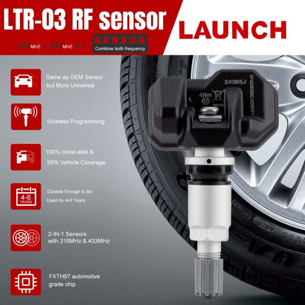 LAUNCH X431 i-TPMS TPMS Tire Pressure Detector with 4pcs Launch LTR-03 RF Sensor 315MHz & 433MHz 2 in 1 - Image 9