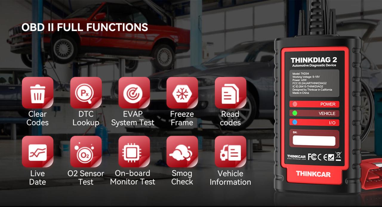 THINKCAR Thinkdiag2 All System Bidirectional Diagnostic Scanner for iOS & Android with CAN-FD Protocol and 15 Reset Functions